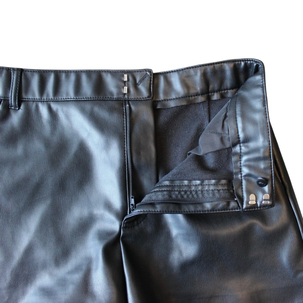 Zara Black Faux Leather High-Waist Shorts - Picture 2 of 7